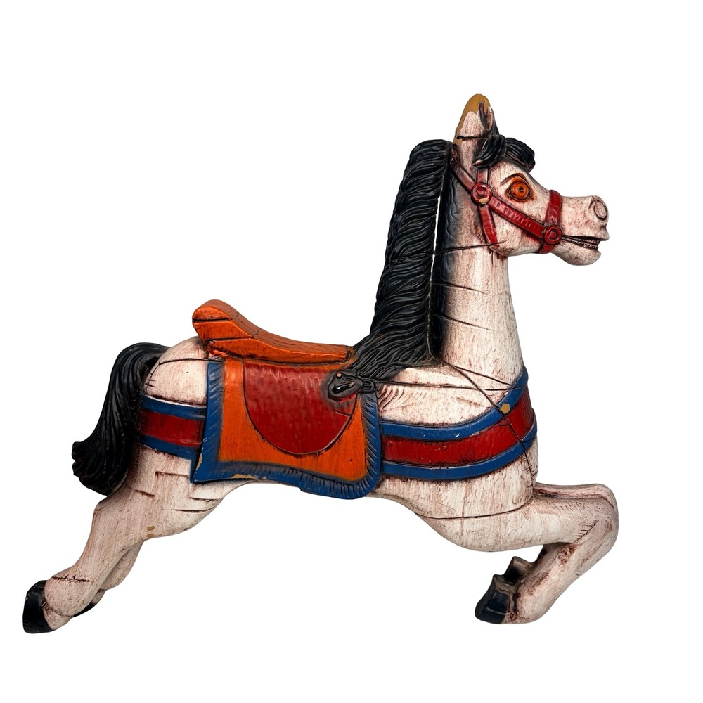 VTG Haunted Carousel Horse Wall‎ Art - Spooky Dark Carnival Decor Eerie Folk Art